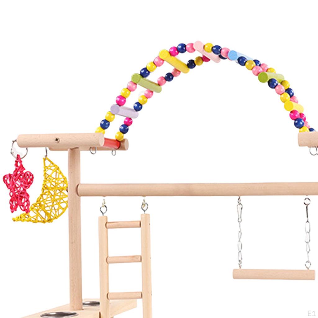 Parrot Playstand Playground Bird Cage Accessories Wood Perch Stand Gym for Parakeet