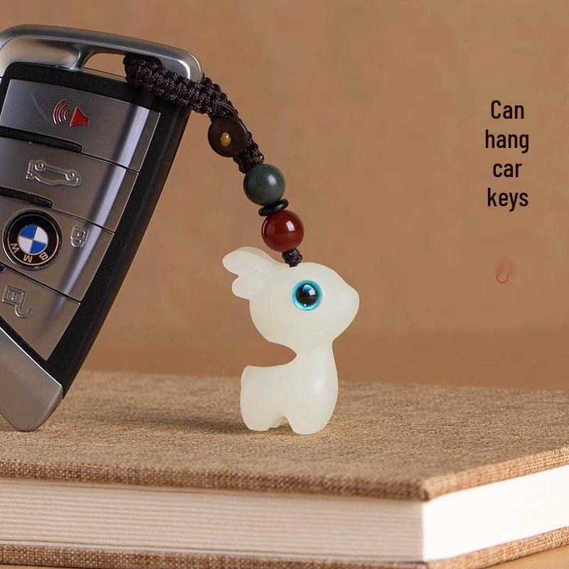 Ebony Twilight Luminous Fawn Women's Keychain - Safe Journey Mobile Phone Chain & Car Pendant Ornament.