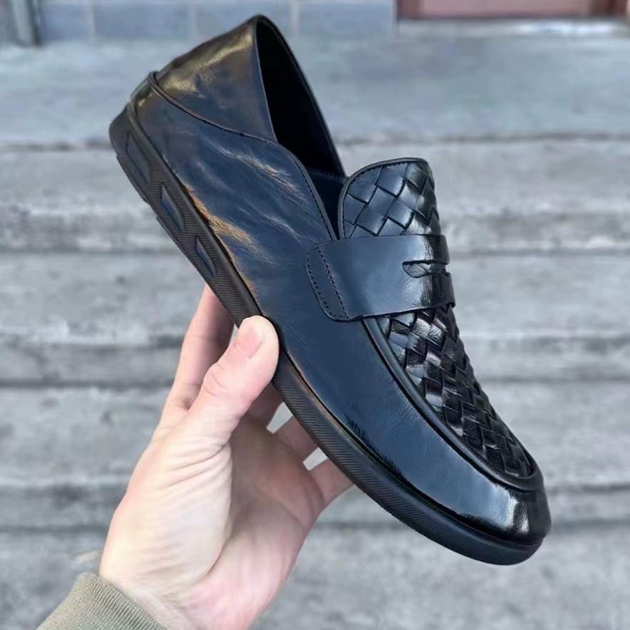 2024 Spring/Summer Men's Genuine Leather Slip-On Shoes: Trendy, Breathable, Versatile, Comfortable, Casual Designer Footwear