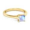 Solitaire Square Cut Moonstone 925 Sterling Silver Gold Vermeil Promise Ring