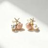 Pink Starfish Shell Imitation Pearl Earrings for Women, Everyday Design Exquisite Simple Sweet Versatile Earrings