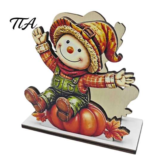 Wooden Autumn Table Accents Fall Scarecrow Napkin Holder, Harvest Pumpkin Thanksgiving Dinner Accessories Dispenser, Farmhouse Tabletop Decor for Home