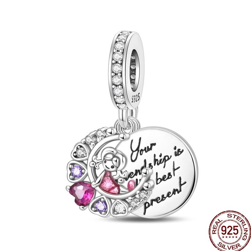 100% Copper Sister Friend Charm Love Heart Blessing Series Suitable For 3Mm'S Bracelet Ladies Fine Jewelry Gift