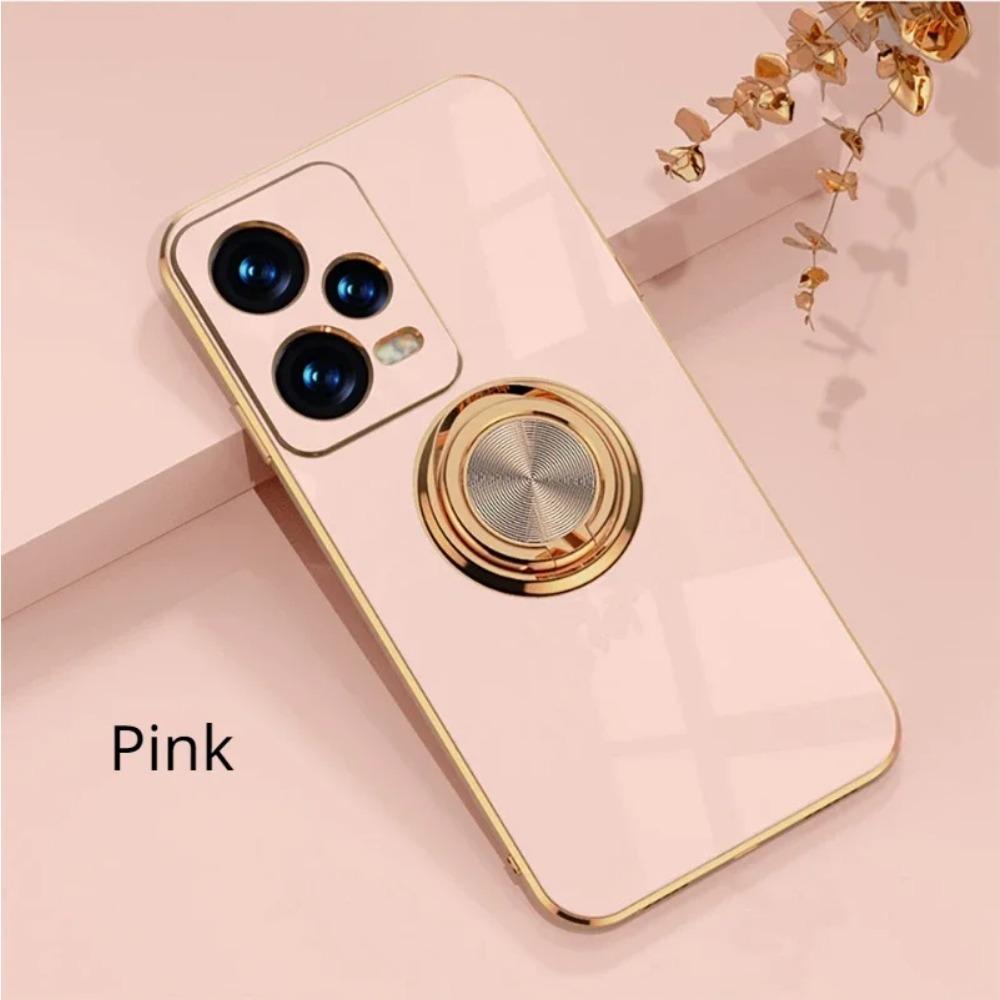 Carcasa de telefon cu suport de inel placat pentru Xiaomi Poco X6 X5 M6 Pro F5 Pro C50 carcasa de protectie cu suport de lux Husa de protectie completa