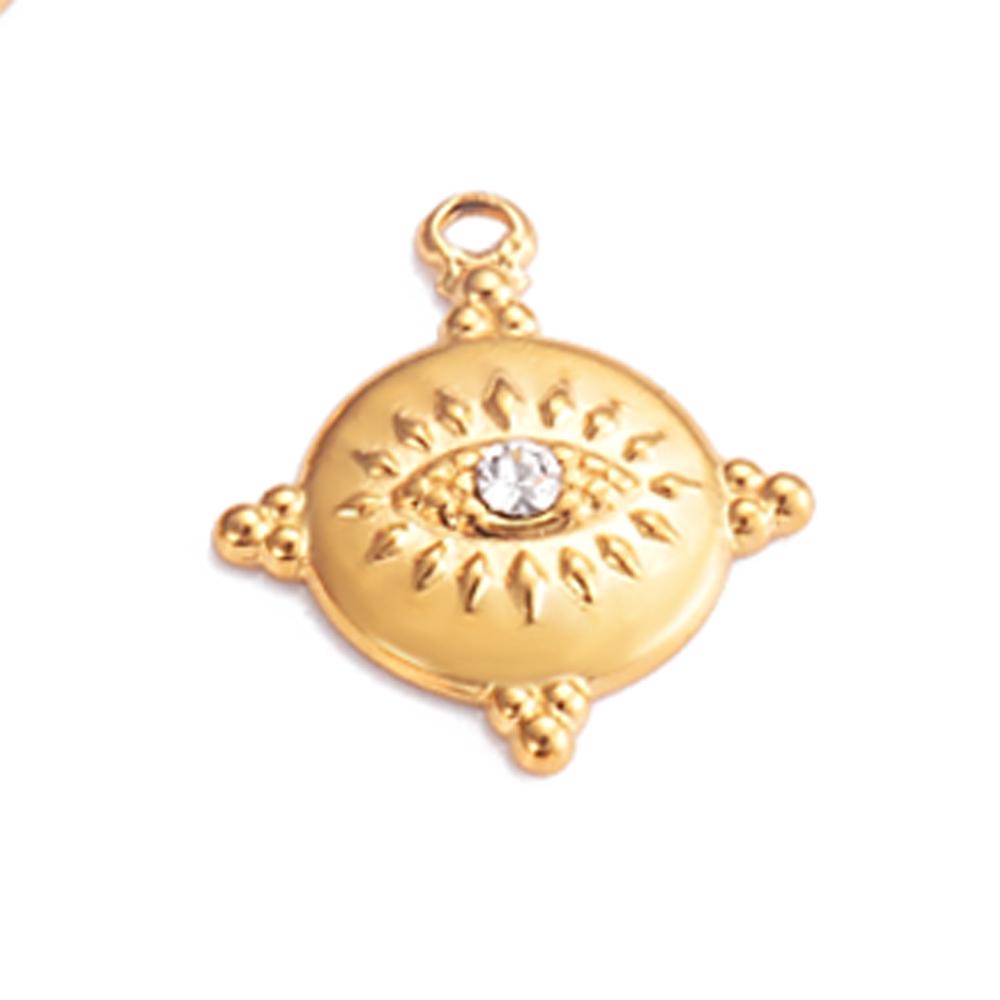 Wholesale 5pcs/lot Stainless Steel Gold Color Evil Eye Charms Handmade Craft DIY Necklaces Earrings Jewelry Making Accessories