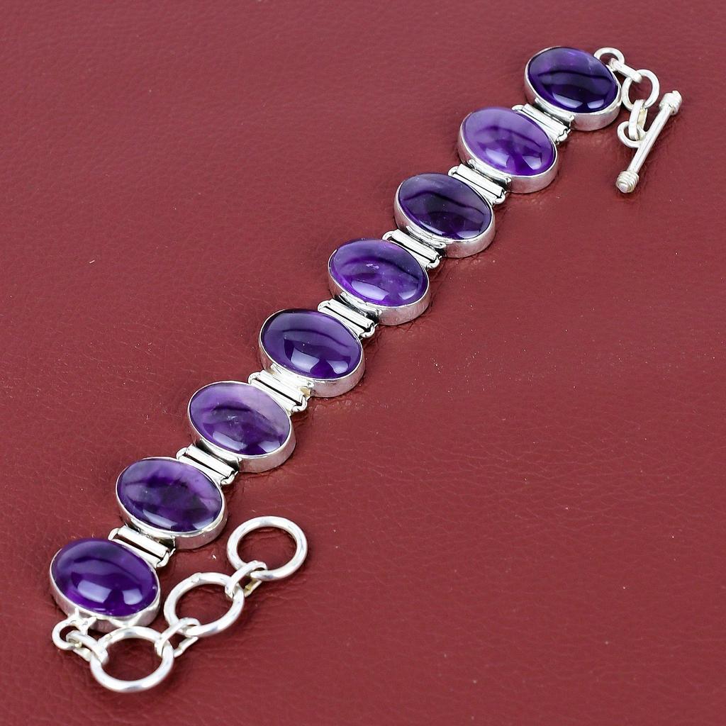 Star amethyst bracelet 925 sterling silver adjustable chain bracelet brand new jewelry genuine gemstone bracelet handmade bracelet for gifts