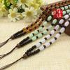 Handmade Ethnic Jade Pendant Necklace with Beaded Lanyard