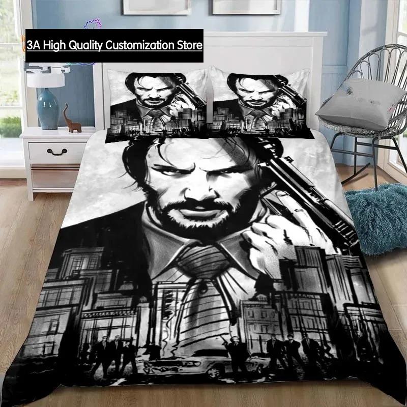 

Thriller Film John Wick Bedding Set Single Twin Full Queen King Size Bed Set Adult Boys Bedroom Bedding Gift EU Double(200*200cm)3pcs