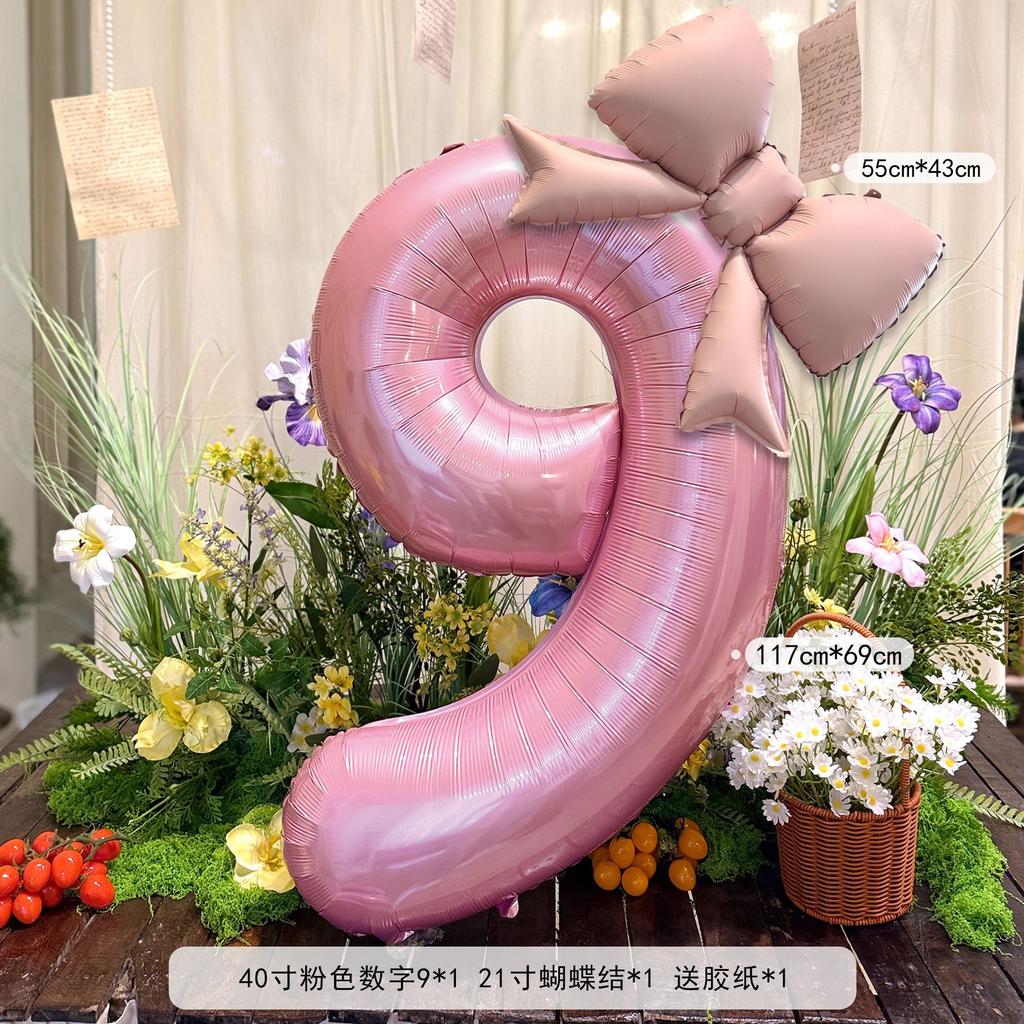 1pc Large Pink Number-Shaped Foil Balloons for Birthday Party Anniversary Festival Banquet Celebration Atmosphere and Decorative