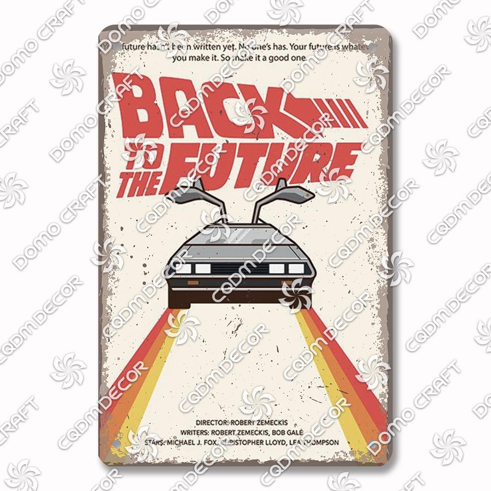 Classic Science Fiction Film Metal Tin Sign, Back to the Future Movie Poster Metal Plates, Cinema Club Cafe Bar Home Wall Decor
