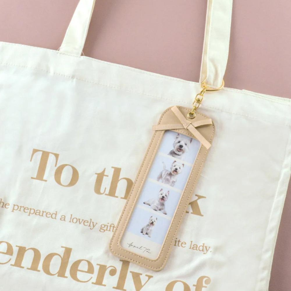 PU Leather Pet Photo Keychain Long Four Grid DIY Photo Clip Fashion PU Leather Keychain  DIY Craft
