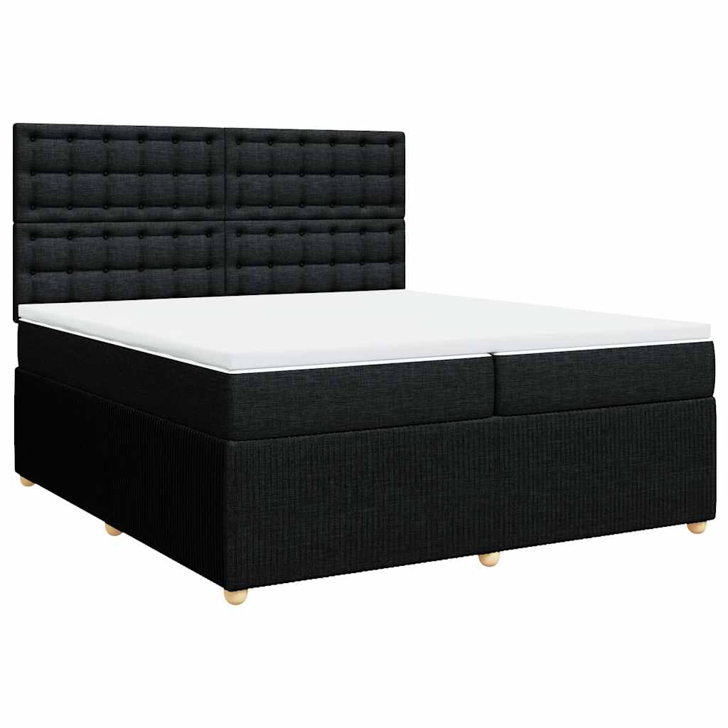 Box Spring Bed with Mattress Black 200x200 Cm Fabric