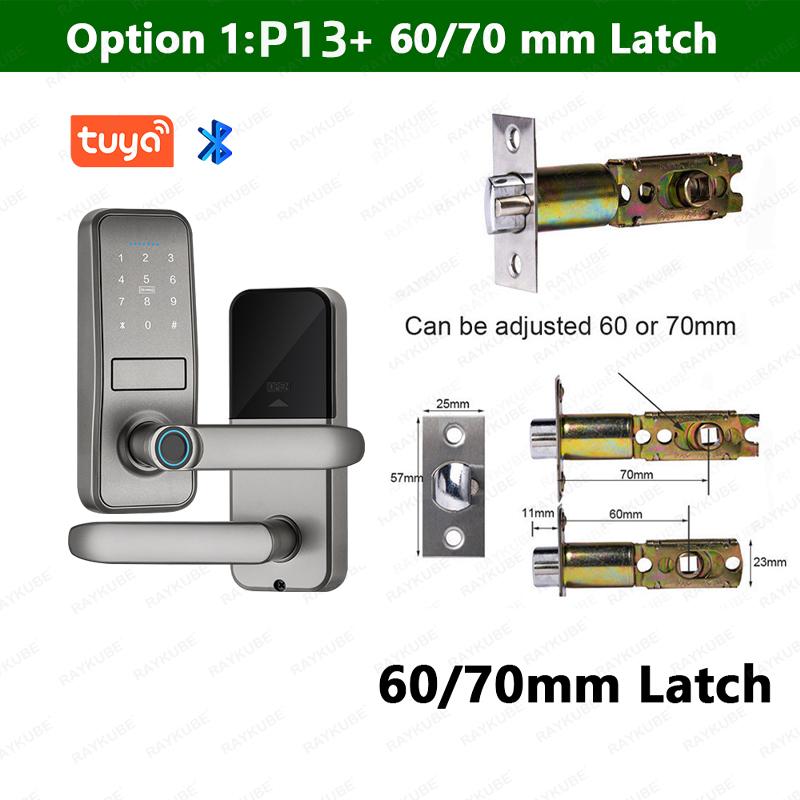 

RAYKUBE P 13 Tuya Bluetooth умный замок, замок для двери в спальню, замок с паролем отпечатков пальцев серебряный