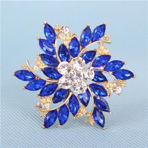 

DIEZI Trendy Blue Green Flower Brooch Fashion Brooches Female Gift Rhinestone Brooch For Bridal Bouquet Women Wedding Jewelry синий