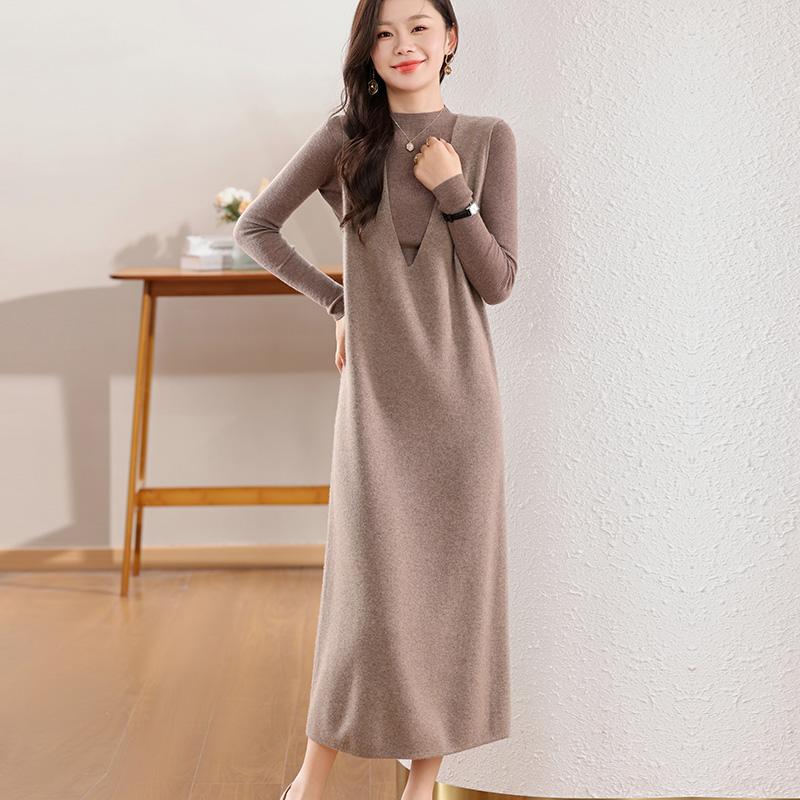Women's Cashmere Dress Qinghe Cashmere 30% Cashmere 70% Wool Autumn and Winter Cashmere Skirt Soft and Warm