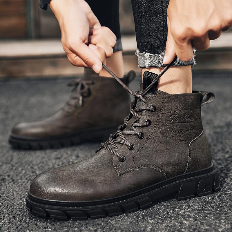 Fashion Warm autumn and winter men's shoes Classic minimalist fashion style Leisure Business Office Outdoor black adult short boots