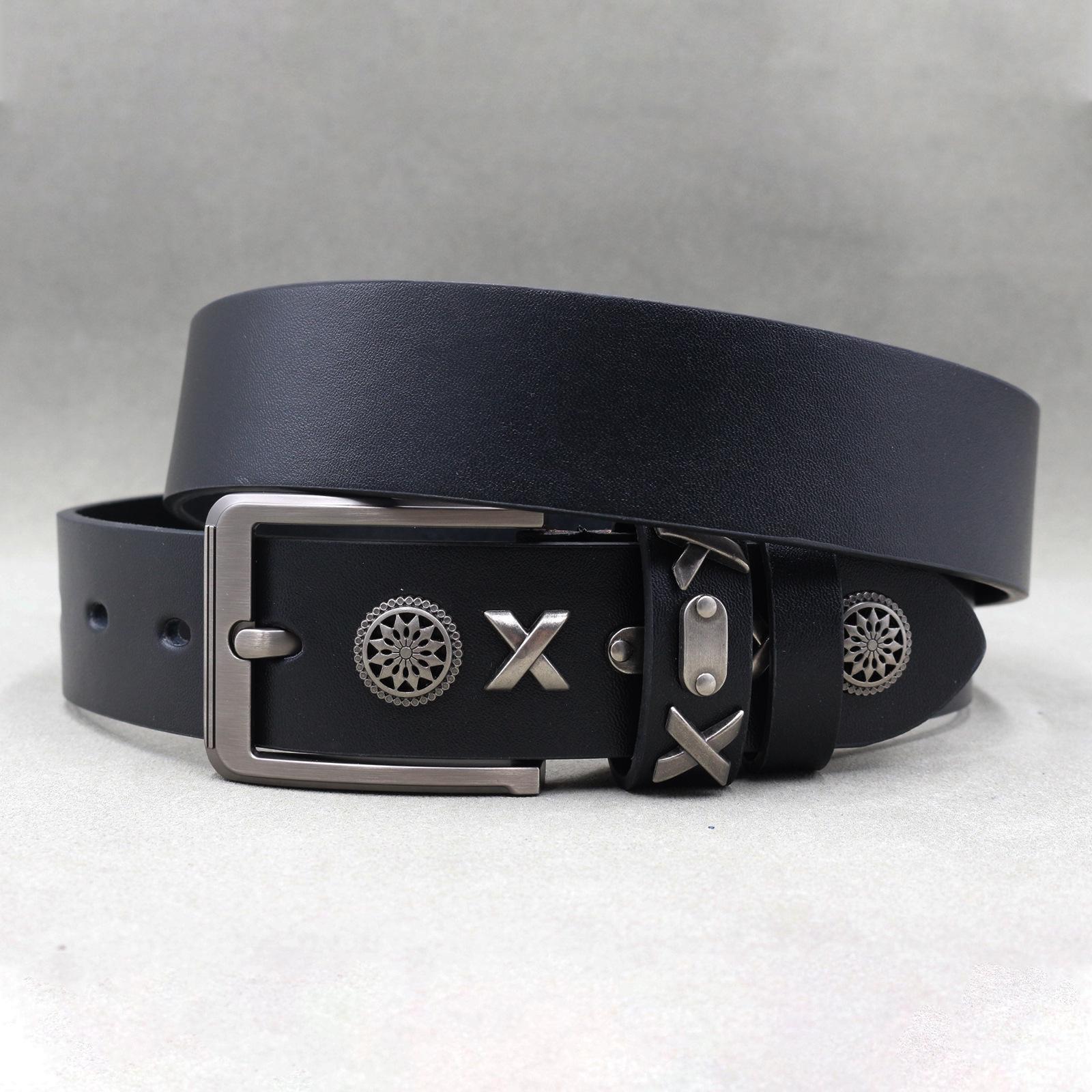 Cross Punk Rivet Y2K Unisex European-American Style Belt 125 cm чёрный