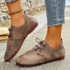 Women's Shoes 2025 Autumn New Fashion Casual Soft Walking Shoes Trend Retro Women's Lace-up Flat Shoes Zapatillas De Deporte