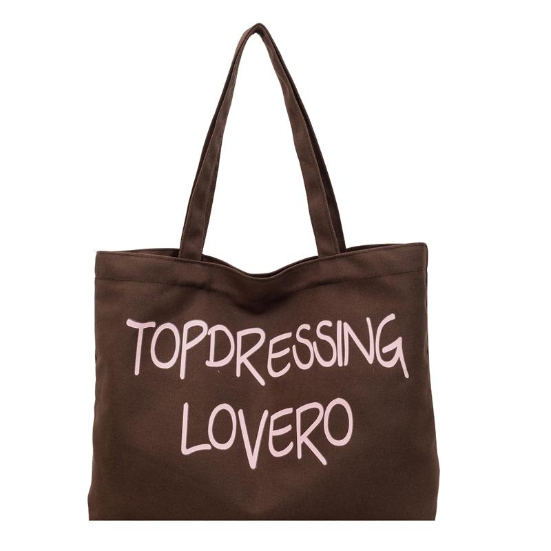

Women s Letter Print Canvas Large Capacity Tote Bag Casual Shopper Shopping Travel Shoulder Bags 2026 Fashion New Trend Handbags 42cmx34cmx10cm кавовий