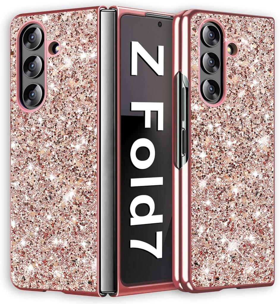 Applicable To Samsung ZFold8Ultra Glitter Sequin Mobile Phone Case Electroplating Anti-drop Flip7 Anti-drop Protective Case