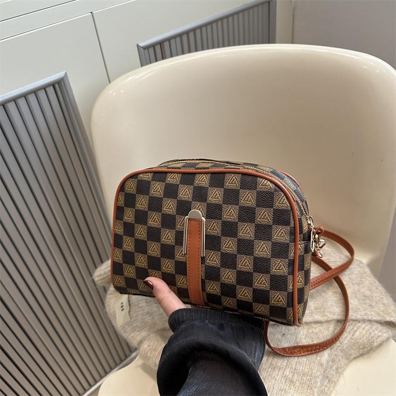 Chic Retro Square Crossbody Bag For Women In Elegant Coffee And Khaki Colors Triangle Brown