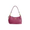 Teri 24 Gold Logo Zipper Pebbled Leather Tote Shoulder Bag Women Bags Raspberry CL404-IMP35