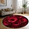 Round Navy Floral Area Rug Vintage Roses Gold Border Carpet for Living Room Bedroom Decor Cottagecore Boho Circular Floor Mat