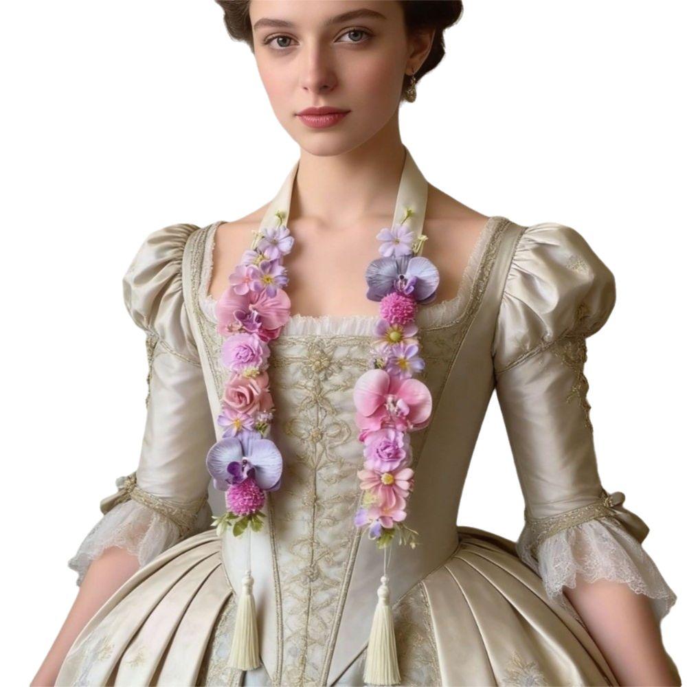 Silk Fabric Floral Shoulder Sash Satin Fabric Artificial Floral Garland Birthday Party