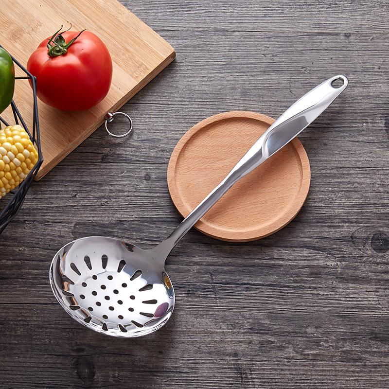 Stainless Steel Spatula Set: Hollow Handle, S-Shaped Stir-Fry Spatula, Powder Strainer, Water Separator, Spaghetti Spoon