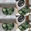 1Pcs Green Leaf Print Semi Circle Welcome Doormat Non-Slip for Outdoor Patio Porch Kitchen Bathroom Entryway Floor Mat