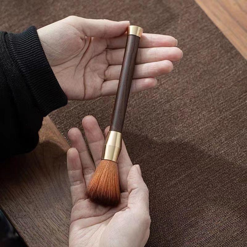 Ebony pot pen does not shed hair Solid wood tea brush tea pen tea brush tea tray tea accessories tea table cleaning