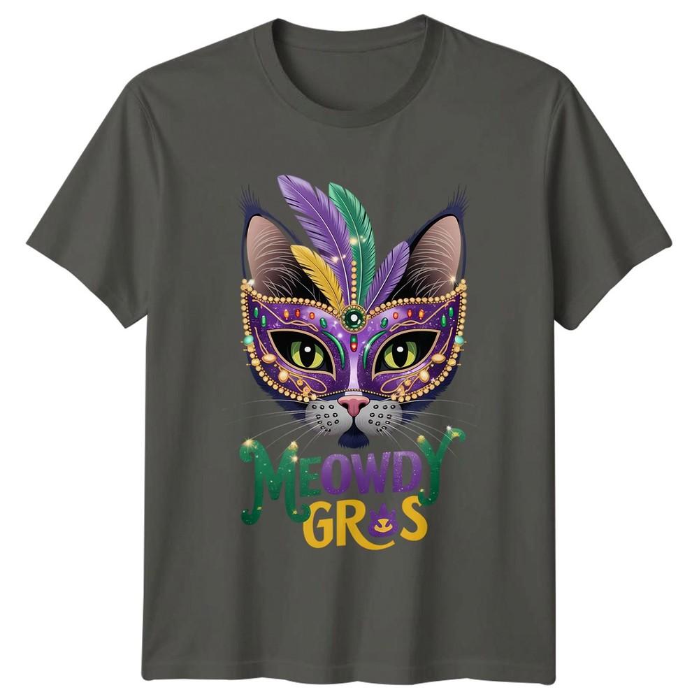 Meowdy Gros Cat Mardi Gras Holidays Unisexs TShirt Unisexs Tee Graphic Unisex Top S