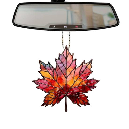 Maple Leaf Car Charm Acrylic Autumn Rearview Mirror Hanger Fall-themed Window Sun Catcher for Thanksgiving Decor