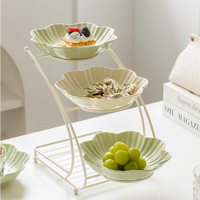 Multi-tier Ceramic Flower Snack & Fruit Tray