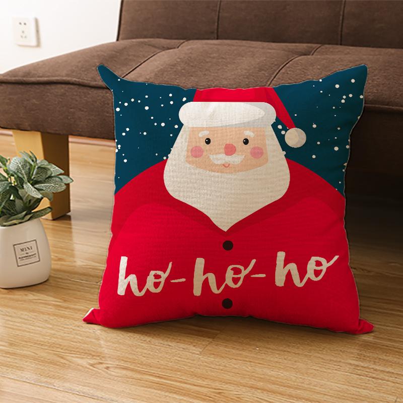 Cartoon Printed Polyester Pillow Cover Christmas Cushion Cushion Cover Red Christmas Home Decoration