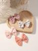 4Pcs/Set Lovely Cotton Bowknot Clips Safe Hairpins Girl Fresh Pastoral Hairclips Baby Hair Accessories Kids Print Hairgripe Gift