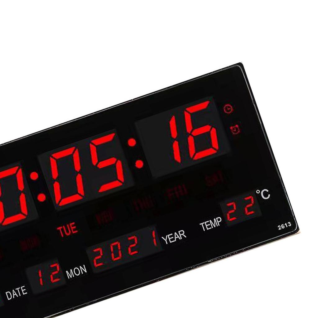 Digital Wall Clock LED Time Calendar Temperature Electric Alarm Clock US