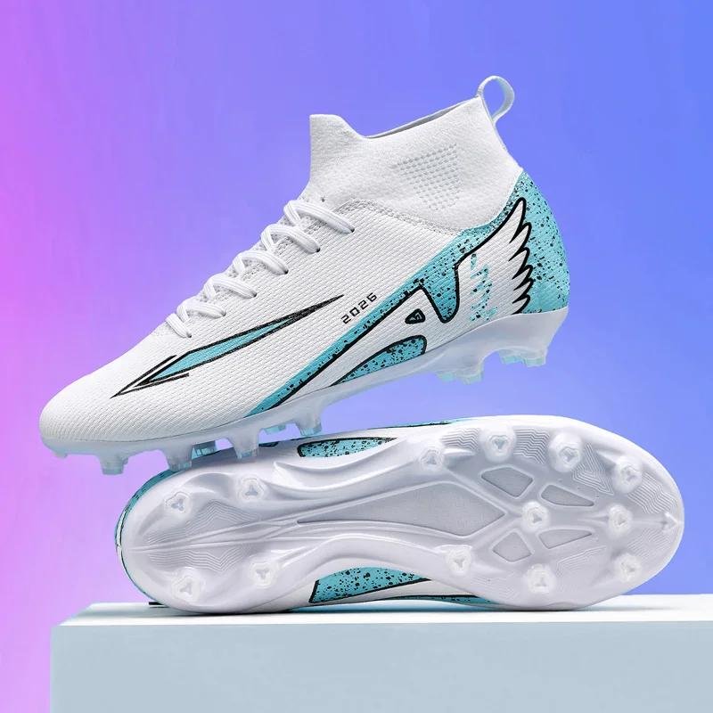 

Men Soccer Shoes for s High Ankle Outdoor Sport Activities Shoes Non-slip Ultralight Football Boots for Indoor High Quality Futsal Sneakers 42