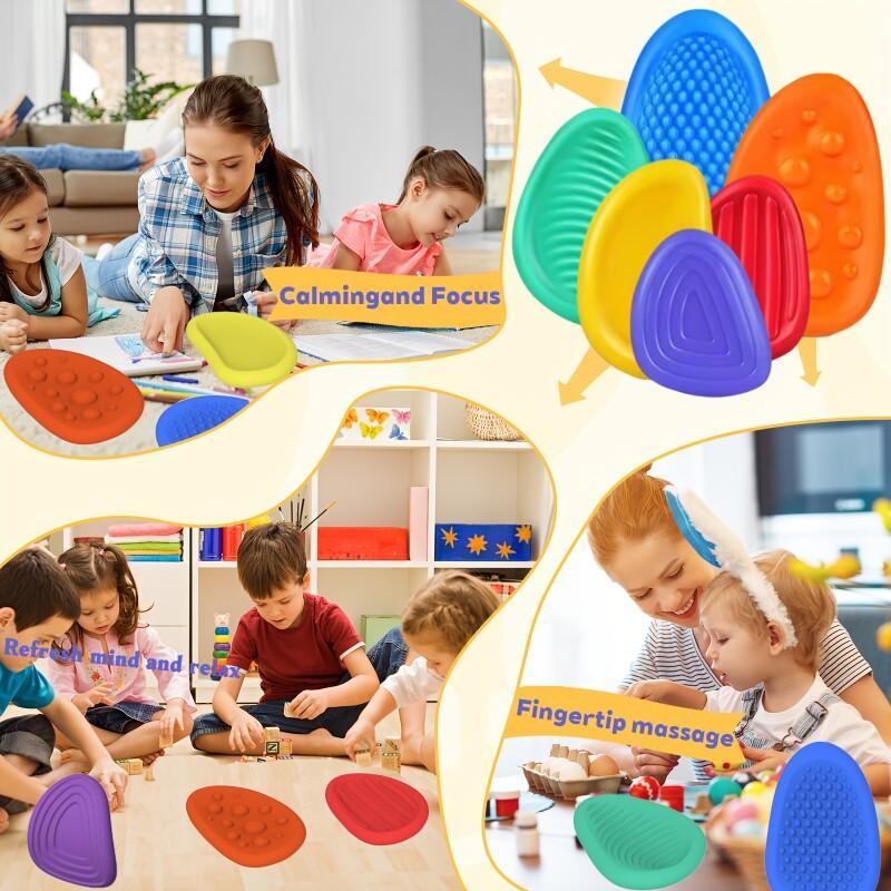 Sensory Stone Color Box Set 6 Pieces per Box Tactile Stones Relieve Emotional Stress Relax Mind Washable Durable Multiple Colors