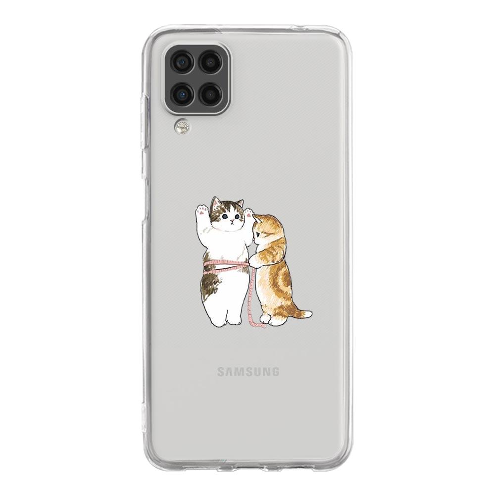 Cute Cat Cartoon Phone Case For Samsung Galaxy A51 A71 A21S A12 A11 A31 A41 A01 A03S A13 A33 A73 A53 A52 A32 5G A23 Clear Cover