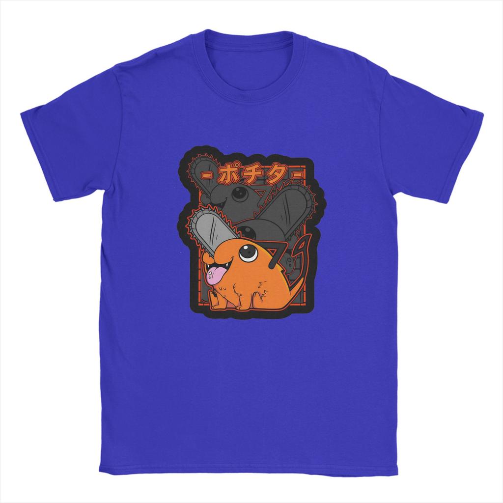 Kettensägenmann Pochita T-Shirt Harajuku T-Shirts Kurzarm Y2K Lustige Oberteile Sommer 100% Baumwolle Rundhals Oversize Kleidung