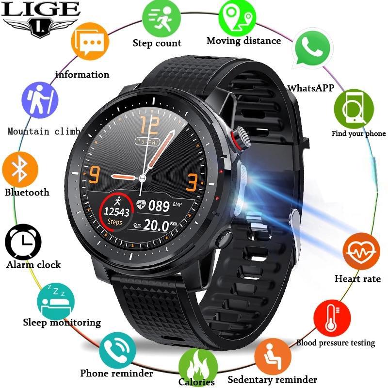 2021 LIGE IP68 Impermeabile Smart Watch Uomini Frequenza cardiaca EKG Misuratore  di pressione sanguigna Torcia a LED Sport Fitness Tracker smartwatch  acquista in modo economico — spedizione gratuita, recensioni reali con foto  — Joom