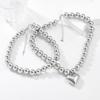European and American exaggerated two-piece set, multi-layer round beads stacked wearing necklace temperament niche removable love-shaped 