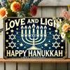 Vintage "Happy Hanukkah - Love & Light" Foil Engraved Metal Sign for Indoor