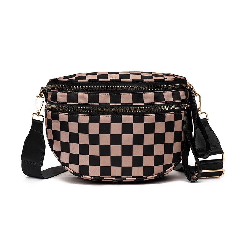 Single Shoulder Bag for Women, Casual, Fashionable, Versatile, Large Capacity Shell Bag, Waterproof Bag, Checkered Crossbody Bag