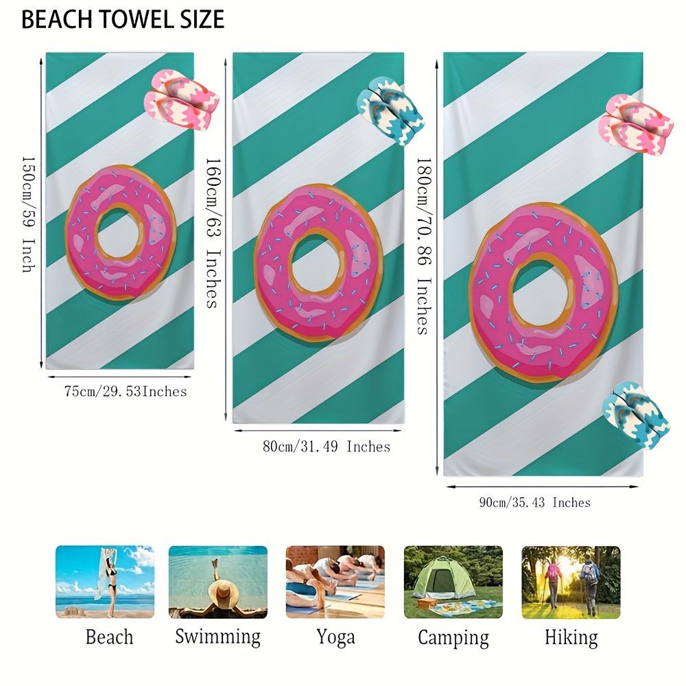 1pz Asciugamano da Spiaggia in Microfibra con Stampa Ciambelle, Morbido e Asciugatura Rapida, Stile Contemporaneo, Forma Rettangolare, Leggero e Super Morbido,