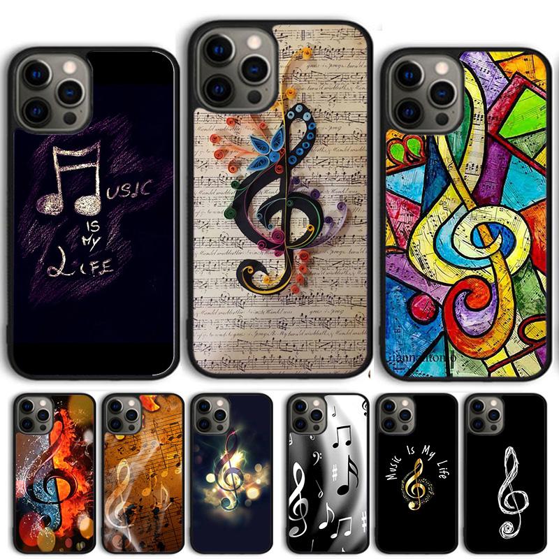 Music Notes Phone Case Cover For iPhone 17 Air 15 16 14 13 12 Pro Max 11 Pro Max Plus Coque Shell