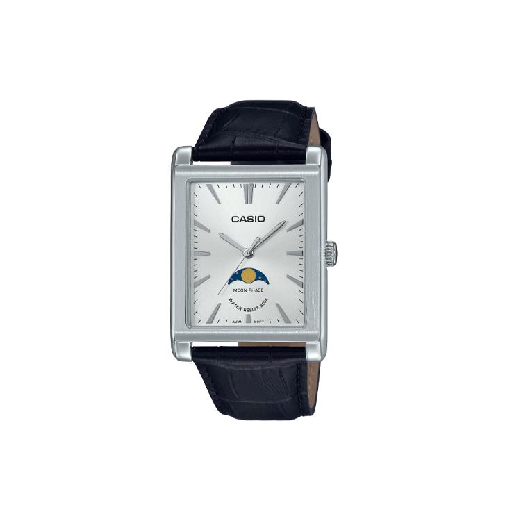 CASIO STANDARD 50m Water Resistant Quartz Movement Genuine Leather Strap Watch Men s Watches MTP-M105L-7AV Silver Dial