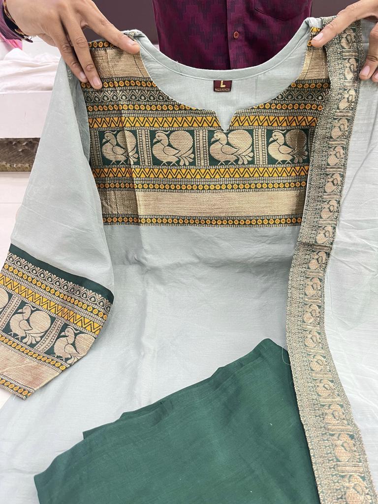 Women Designer Kurta Pant Dupatta Set Indian Bollywood Top Tunic Kurti Salwar Suit Dress