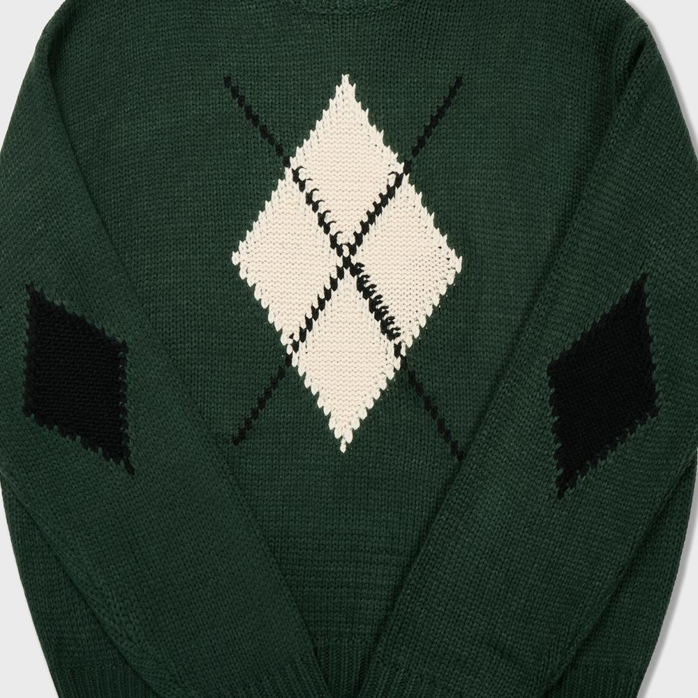 AMFEAST Chunky Funky Argyle Sweater Green